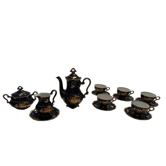 JLMENAU Graf Von Henneberg-Porzellan 1777 Echt Kobalt Germany Coffee Set - Picture 16 of 16